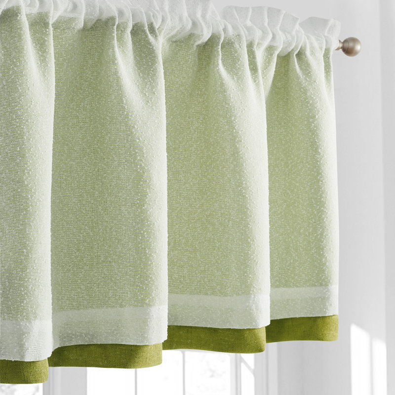 Double Layer Valance, Rustic Overlay Rod Pocket Window Valance (Set of 2), Green, 42" W x 19" L