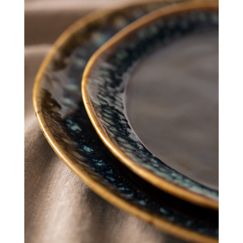 Service de table élégant 18 pièces, grès céramique brun | Comprend 6 assiettes de service (9,8 po), 6 assiettes plates (7,9 po), 6 assiettes à dessert (7,9 po) | Va au micro-ondes et au lave-vaisselle | Parfait pour une expérience culinaire élégante