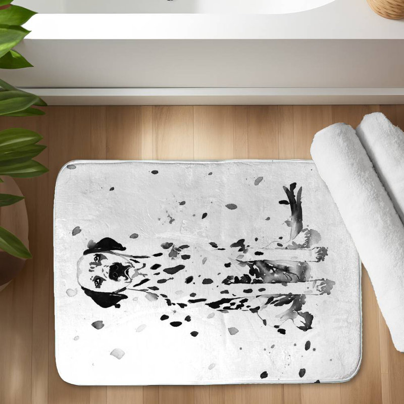 Dalmatian dog Bath Mat with Non-Slip Backing - Quick Dry Memory Foam Bathroom Rug - Absorbent - Modern Plush Spa-Style - Machine Washable