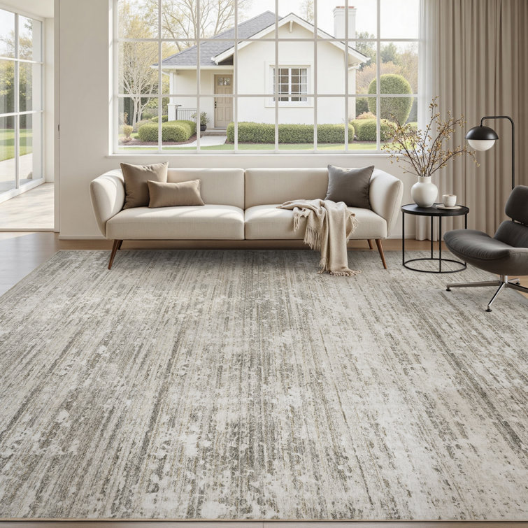 Modern Distressed Non-Slip Washable Rug