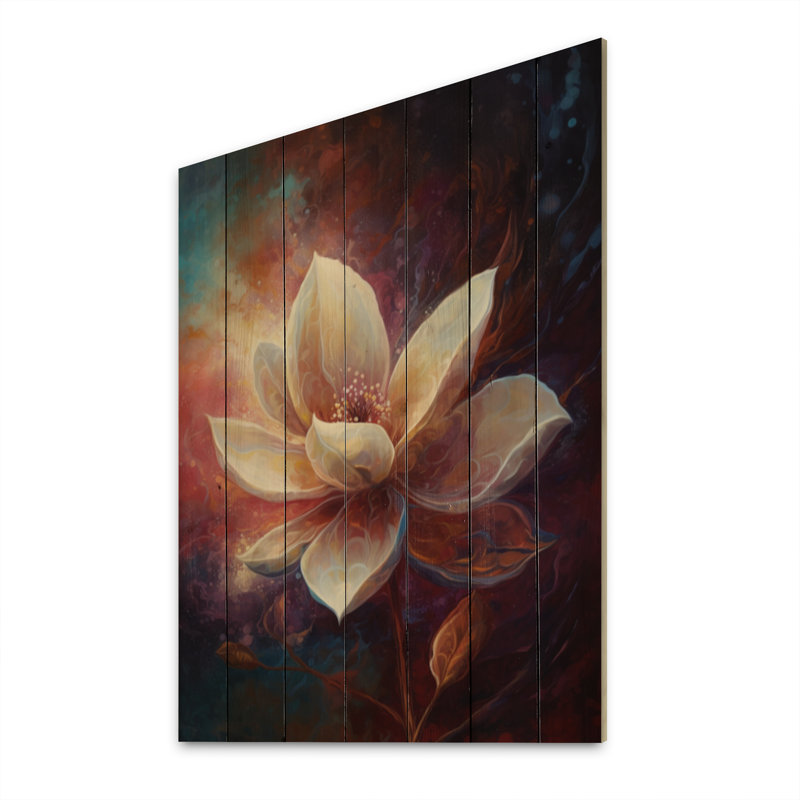 Crème Magnolia Dreams I - impression de magnolias floraux sur bois de pin naturel, H 40 po x l 30 po x P 0,78 po