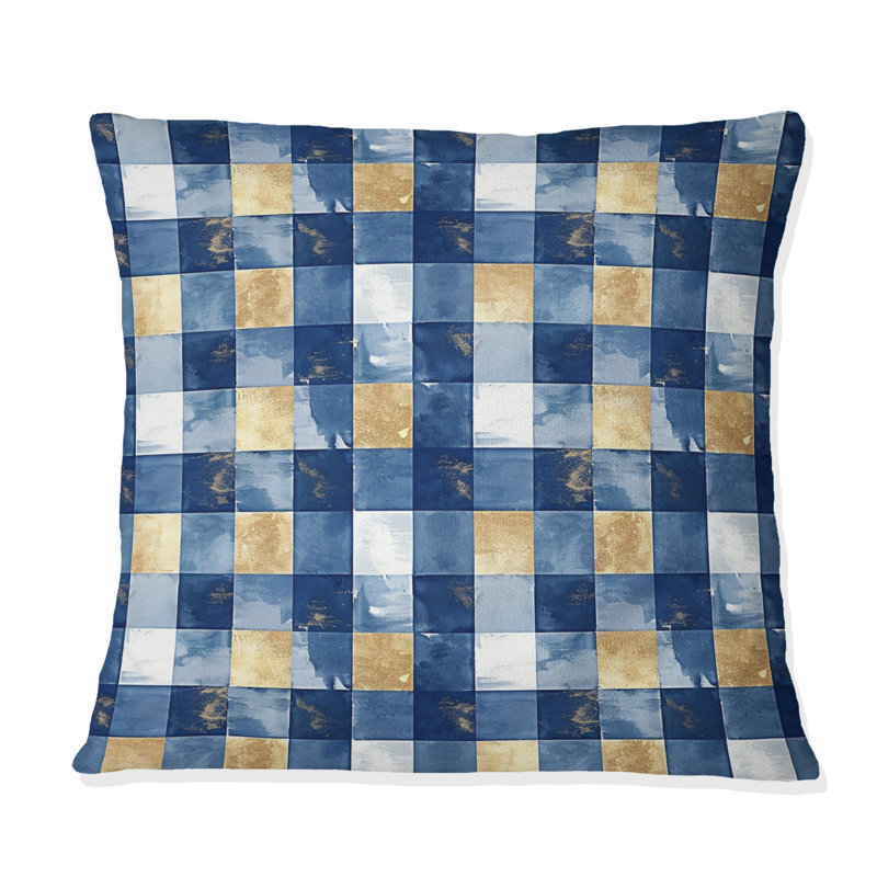Coussin Mid-Century Gingham III - Mid-Century, H 16 po x l 16 po