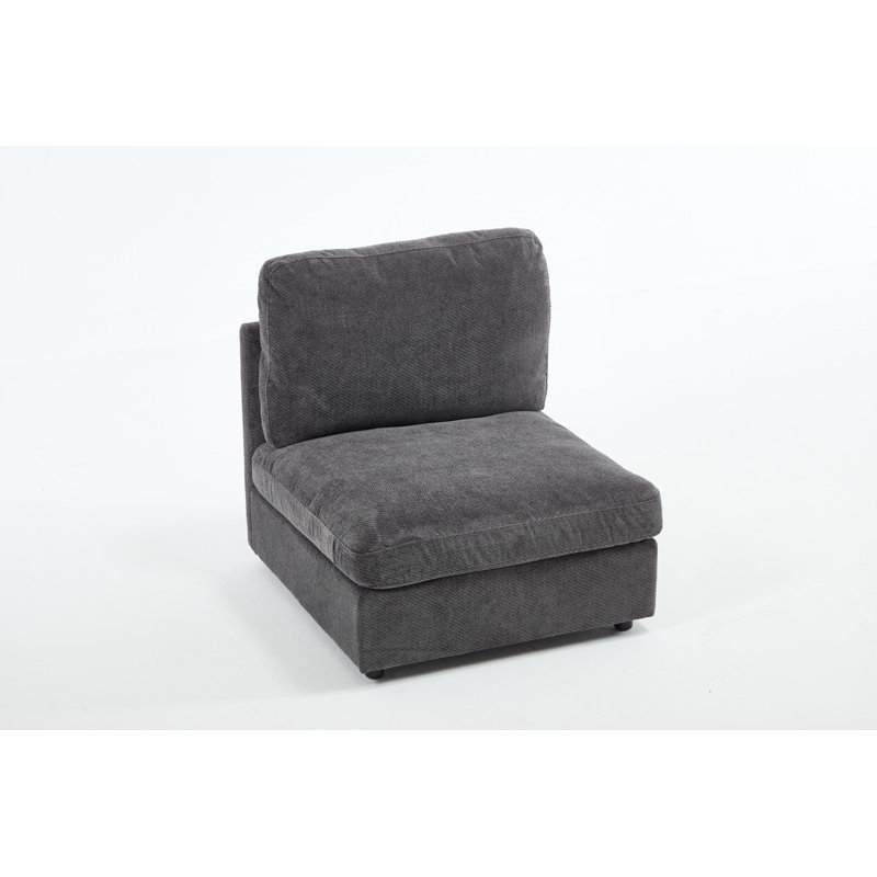 Upholstered Accent Chair Armless, Dark Gray