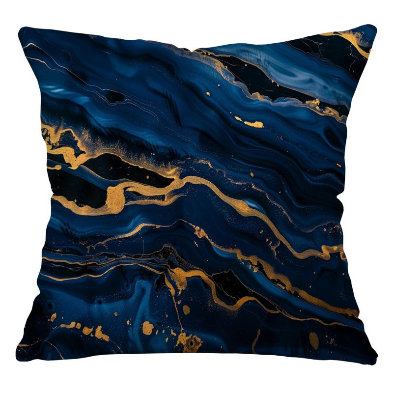 Marble Abstract Cool   Reversible Throw Pillow, 26"H x 26"W
