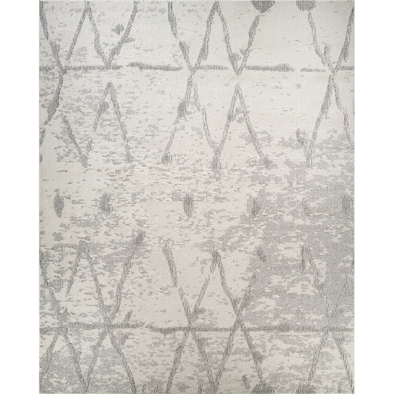 Tapis en polypropylène ivoire / gris Sutton, Rectangle 8 pi 6 po x 11 pi 6 po