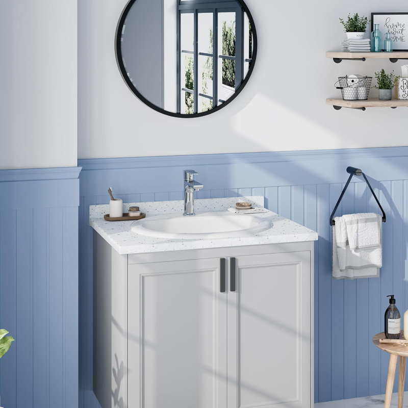 Lavabo de salle de bain encastré 21 po x 18 po, comptoir de salle de bain rectangulaire en céramique blanche avec trop-plein, monotrou, lavabo contemporain, certifié cUPC, idéal pour les petits espaces
