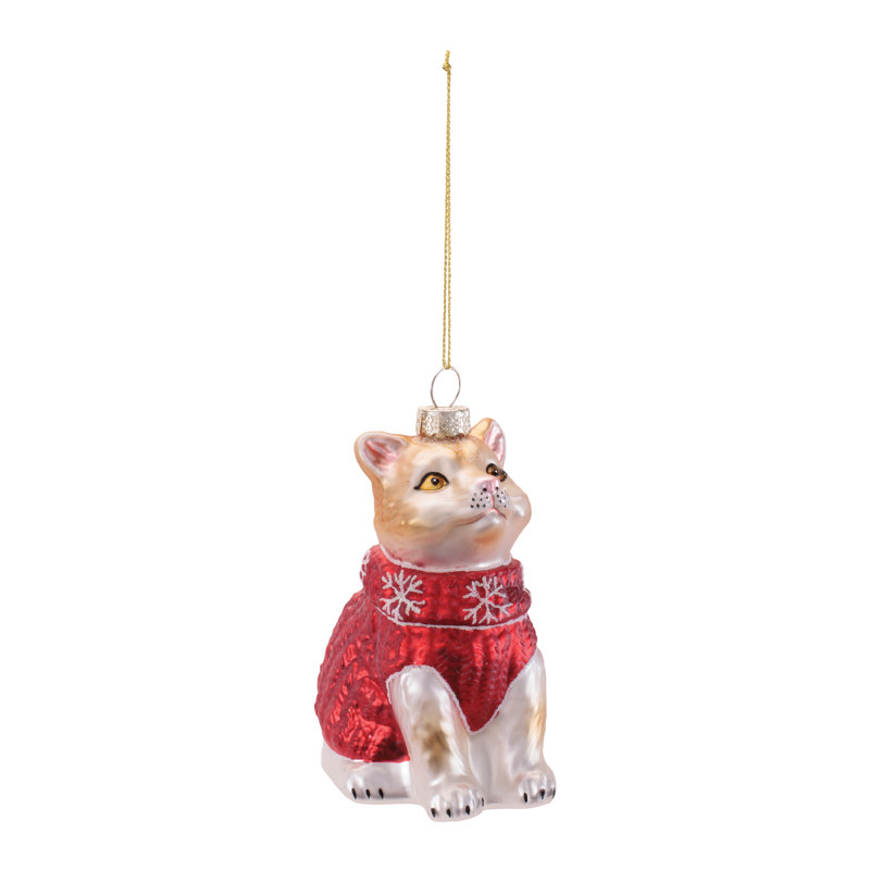 Chat en verre avec ornements de chandail (ensemble de 12)