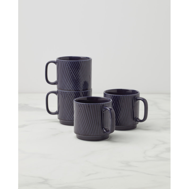 Modulus Mugs, Set of 4, Vapor, Black
