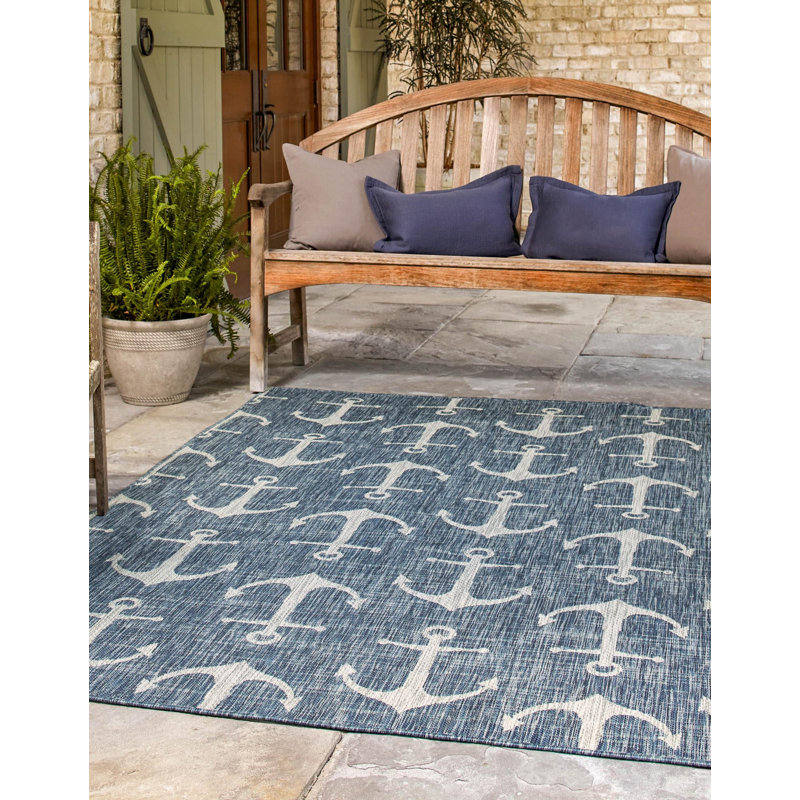 Outdoor Ayton Area Rug Sea Color, Rectangle 3'3" x 5'3"