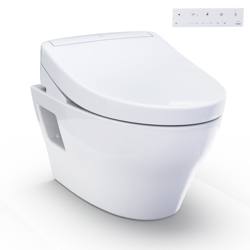 TOTO® WASHLET®+ EP Wall-Hung Elongated Toilet and WASHLET S5 Bidet Seat and DuoFit® In-Wall 0.9 and 1.28 GPF Dual-Flush Tank System, Matte Silver - CWT4283446CMFG#MS