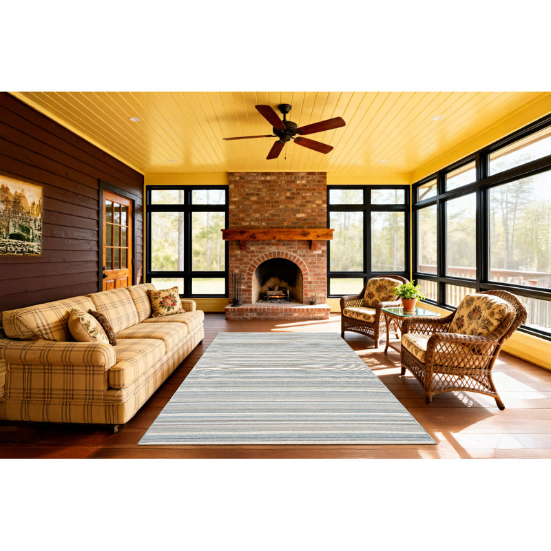 Kopp Striped Indoor / Outdoor Rug, Rectangle 7'10" x 10'10"