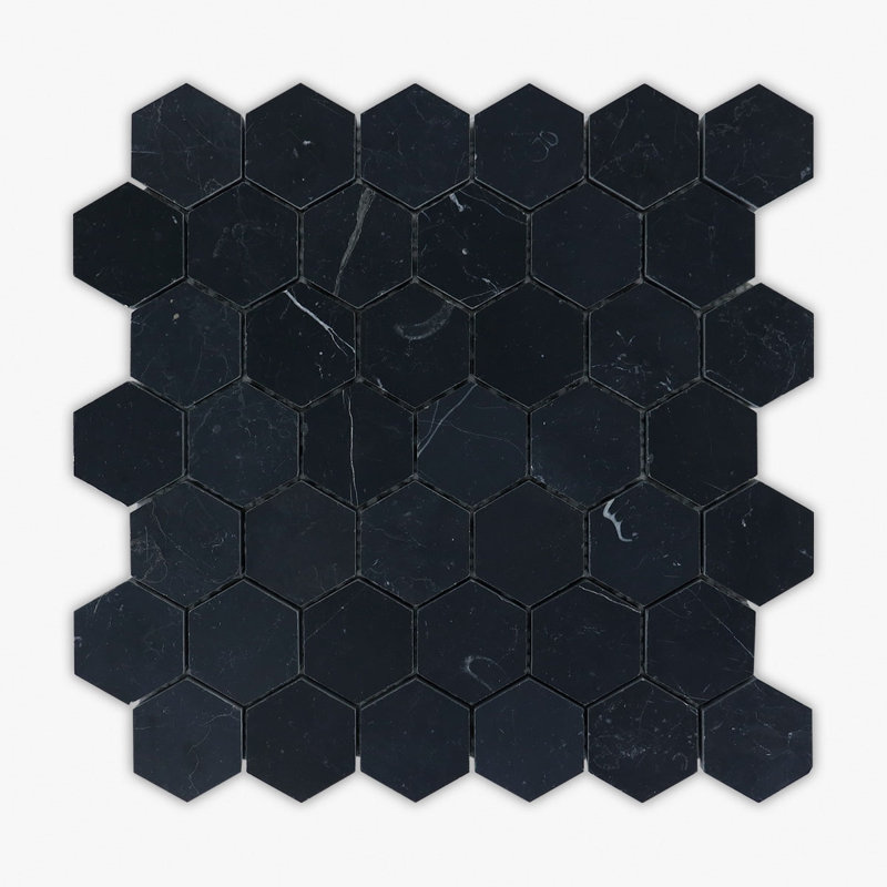 Nero Marquina 12" x 12" Marble Honeycomb Mosaic Wall & Floor Tile