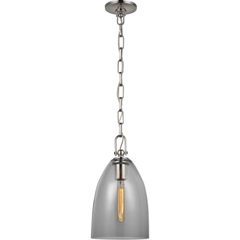 Chapman and Myers Andros Large Pendant, Gray, Polished Nickel, 88" H x 8.5" W x 8.5" D