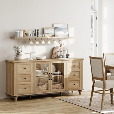 Buffet à porte vitrée - Armoire de rangement pour la cuisine et le salon