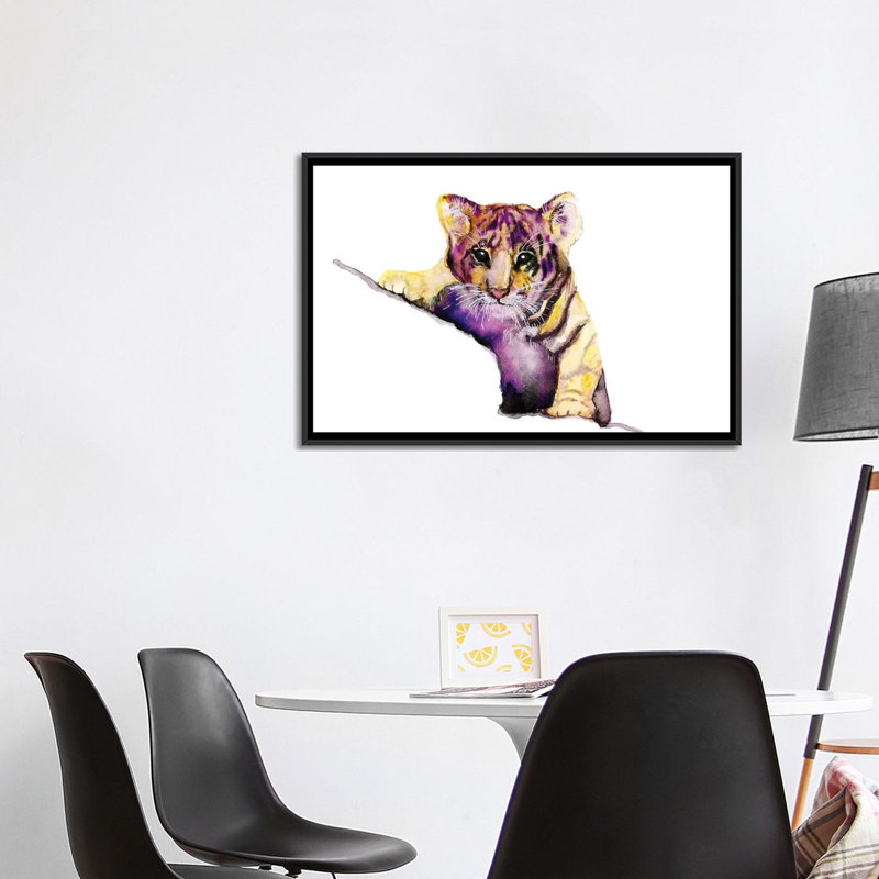 Art little tiger, Toile avec cadre noir, H 40 po x l 26 po x P 1,5 po
