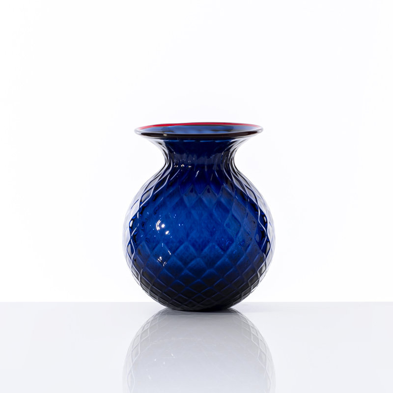 Venini Balloton Fiori, Blue Marine, 6.5" H x 5.51" W x 5.51" D