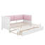 Lit de jour avec 2 tiroirs de rangement, lit gigogne et dossier rembourré, canapé-lit en bois pour chambre à coucher, chambre d'amis