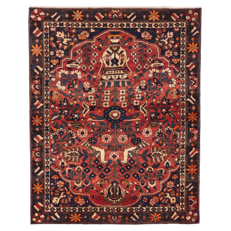 Tapis rouge rétro Kayseri 5 pi 1 po x 6 pi 6 po