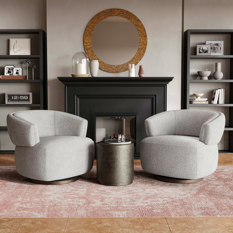 Fauteuil demi-tonneau, fauteuil de lecture rembourré, fauteuil d'appoint avec base à 360 degrés