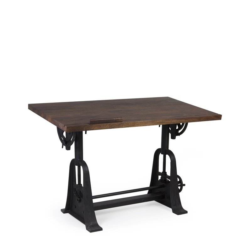 Adjustable Height Solid Wood Iron Drafting Table
