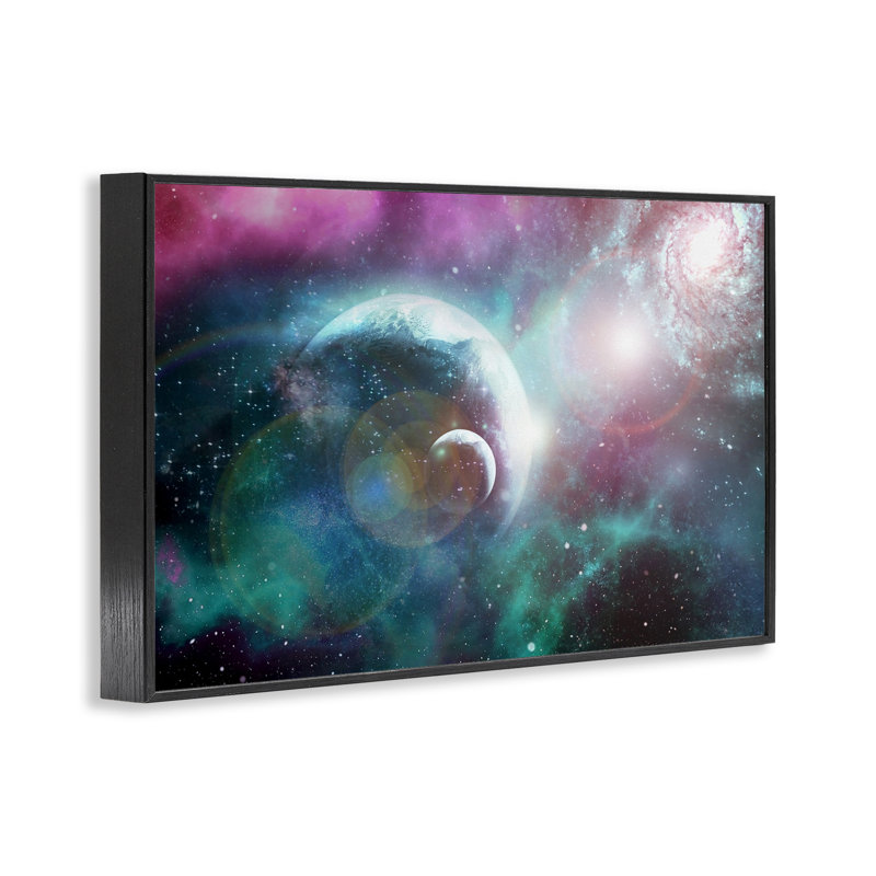 Eclipsing Cosmos Planets, estampe numérique, conception par Ali Chris, H 12 po x l 18 po, Giclée encadrée noir minuit