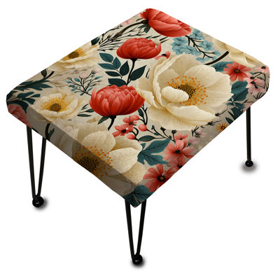 Playful Peony Blossom Floral Radiance - Floral Rectangle Ottoman