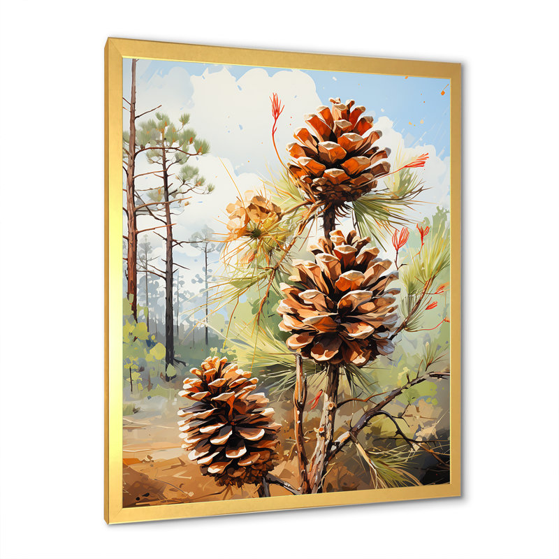 Épinette, pin, forêt II - Art mural pin, H 20 po x l 12 po x P 1 po, Cadre photo doré simple