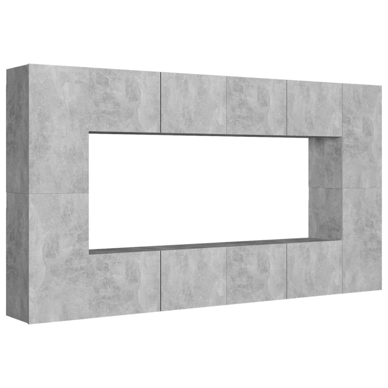 Bladimir TV Stand Set TV Console Sideboard Home TV Unit 8 Piece Engineered Wood, Concrete Grey