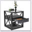 Ensemble de 2 tables de bout modernes avec tiroir - Panneau de fibres à densité moyenne en bois rustique et plateau en verre trempé, style industriel pour les chambres à coucher et les salons-2010088536-2010088543