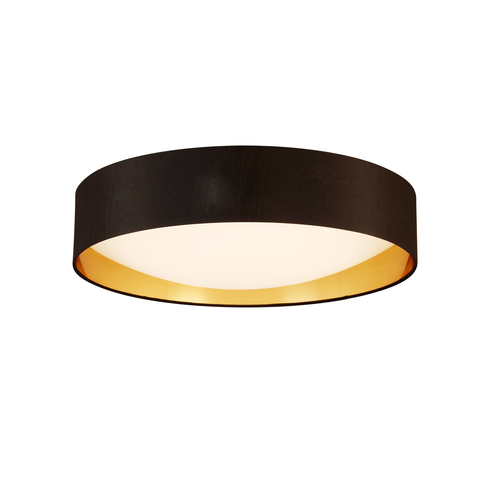 Murphie Single Light Polyester LED Flush Mount, Black/Gold, 4.53" H x 19.88" W x 19.88" D