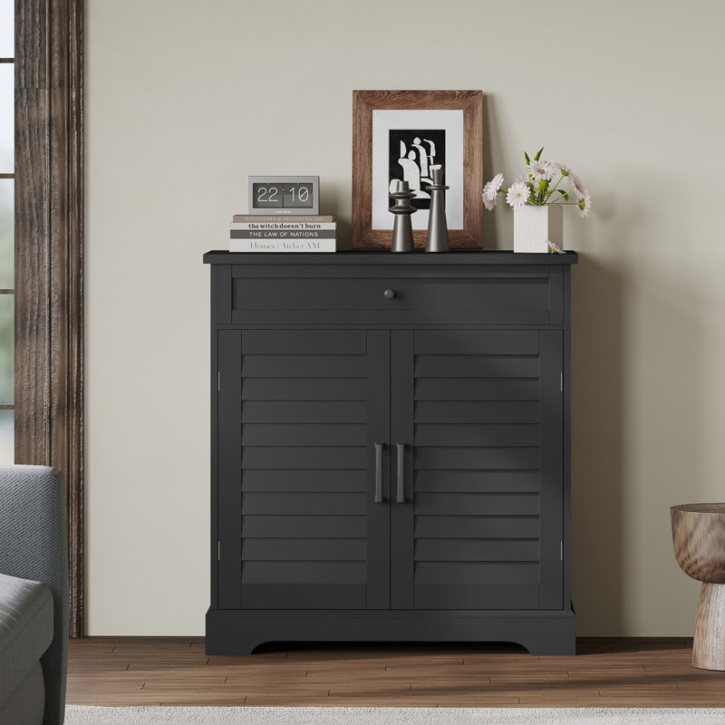 Armoire d'appoint 2 tiroirs avec tiroir, Noir