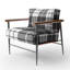 Fauteuil d'appoint rembourré à motif tartan à carreaux noir et argent