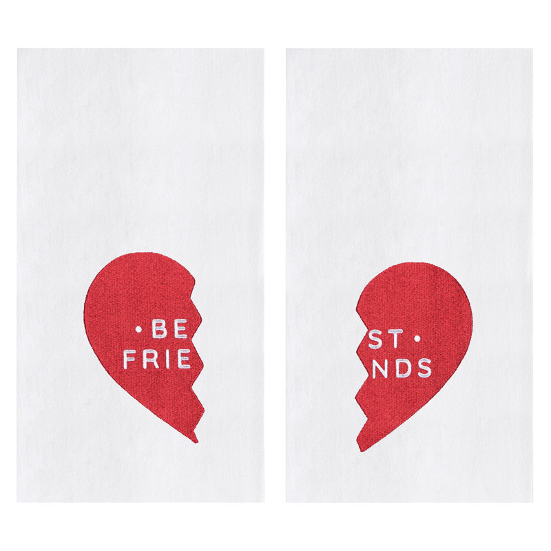 Best Friends Kitchen and Bathroom Embroidered Hand Towels Set of 2