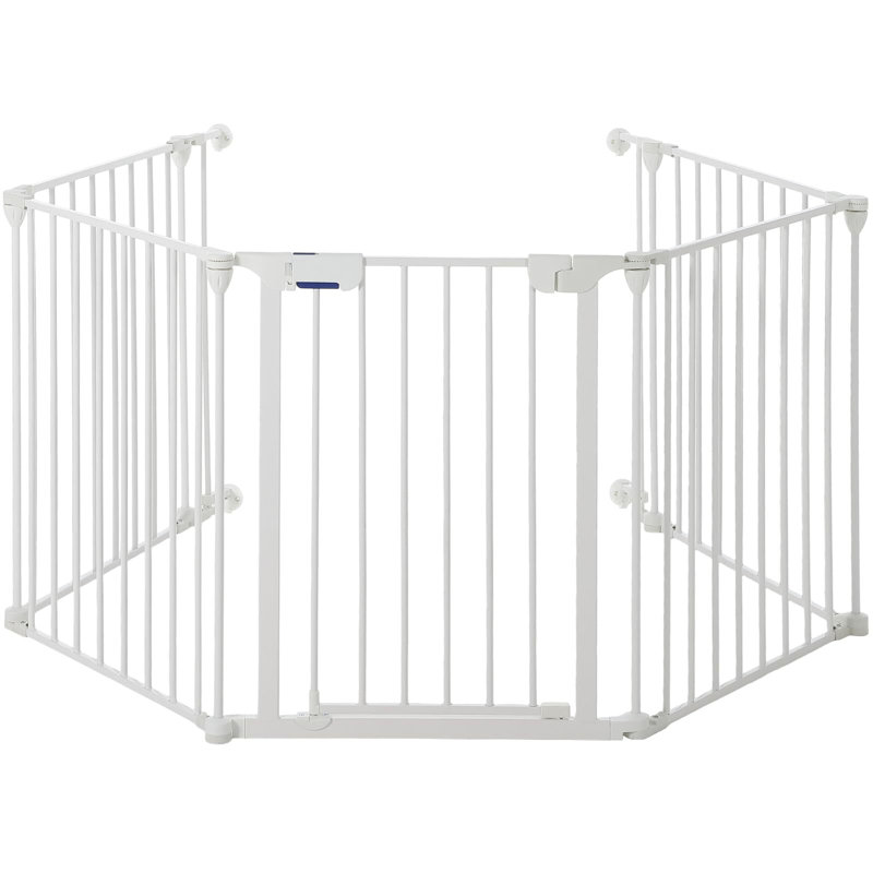 Très grande barrière pliable en métal pour chien avec porte, clôture autoportante et murale pour animaux, Blanc
