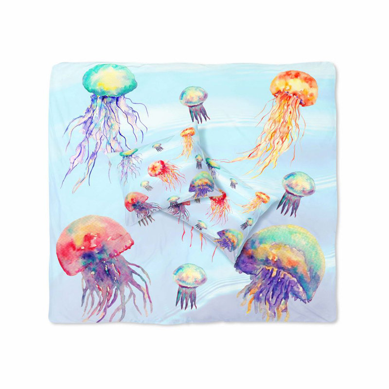  Ensemble de housse de couette Jellyfish, Housse de couette pour très grand lit et 2 très 