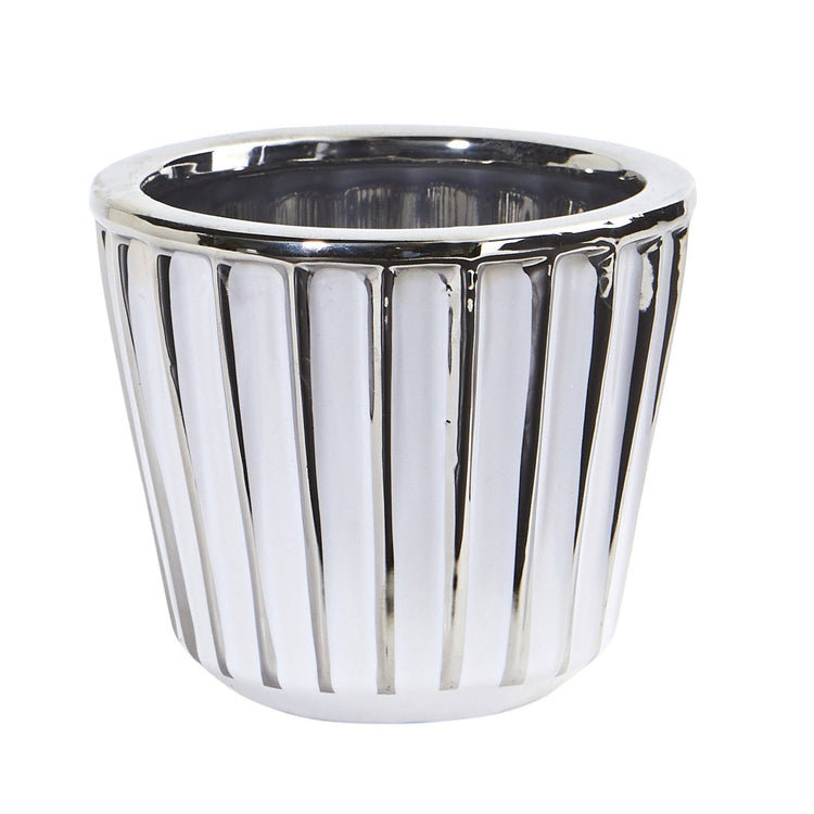 Arvide Ceramic Table Vase, Silver, 4.25" H x 4.75" W x 4.75" D