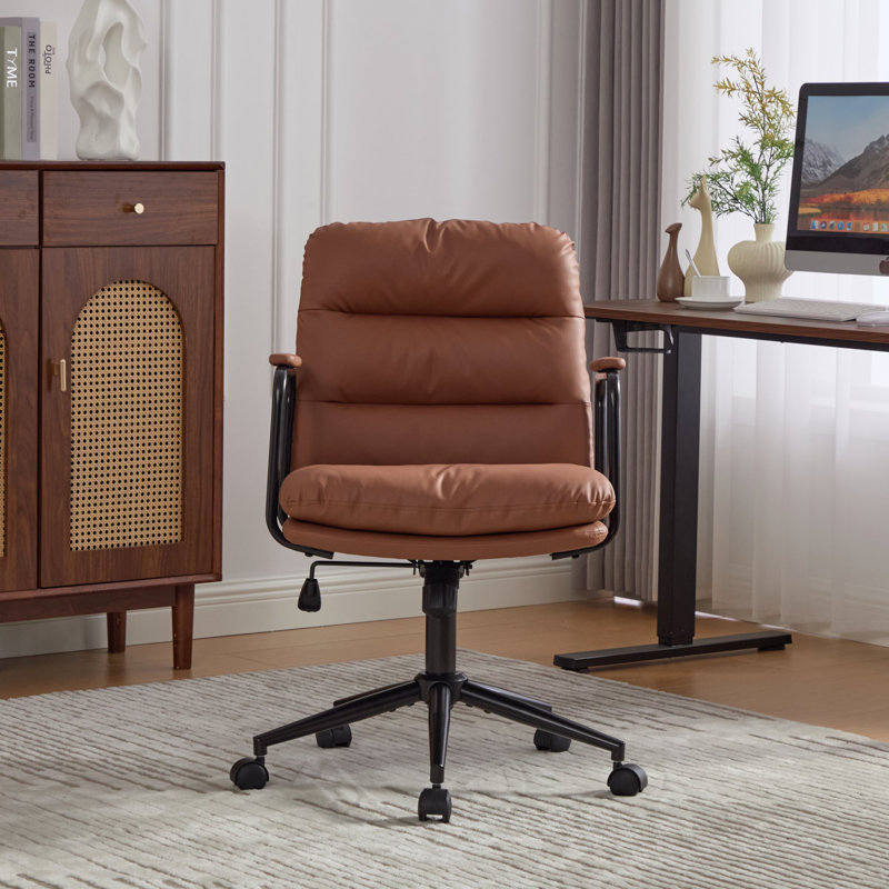 Ergonomic Office Chair 2-Layers Cushioned Faux Cat Paw Leather Armrest Adjustable Height 360° Swivel Home Office Desk Chair