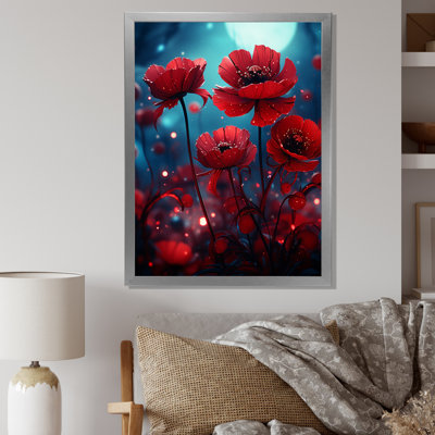 Ruby Red Poppy Moonlight - Poppies Wall Art