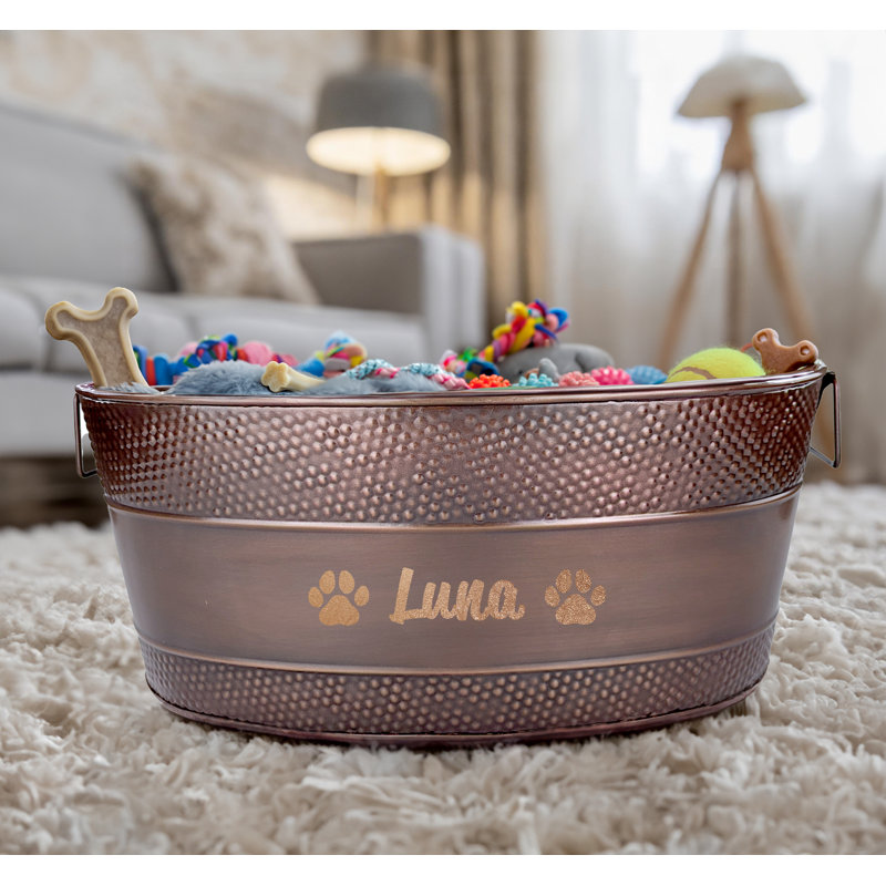 Trinx XL Personalized Metal Dog Toy Storage Bin, Yes