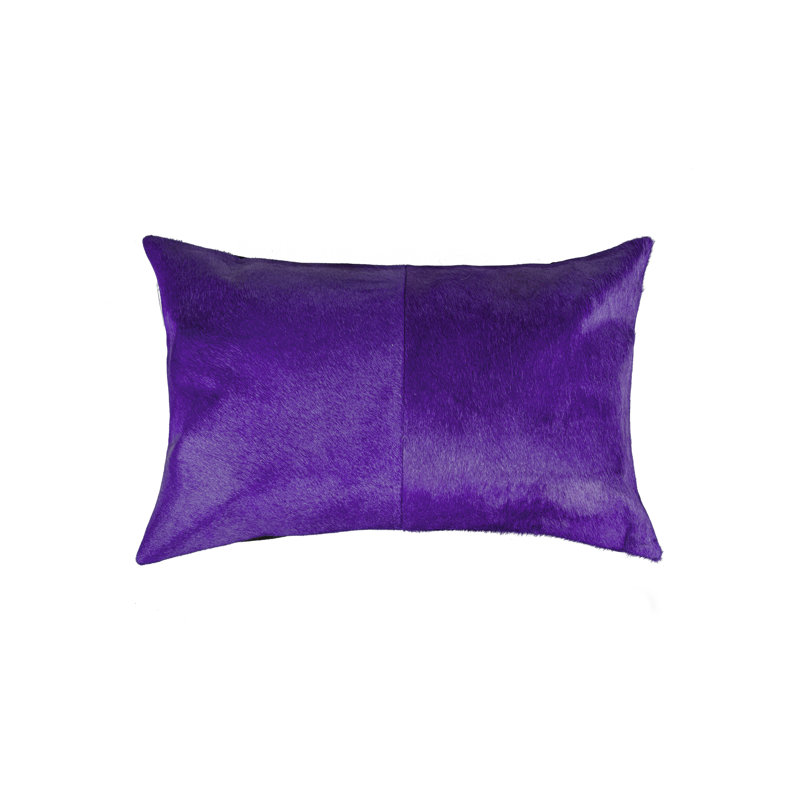 12" x 20" Chevron Cowhide Throw Pillow, Purple
