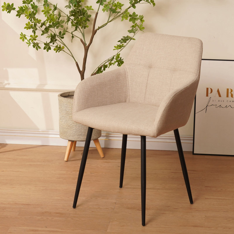 Ensemble de chaises de salle à manger beige 2 pièces, chaises de cuisine rembourrées modernes avec dossier et siège large, convenant aux petits espaces, chaises rembourrées confortables pour le salon