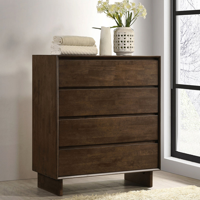 Commode 4 tiroirs brun chaud