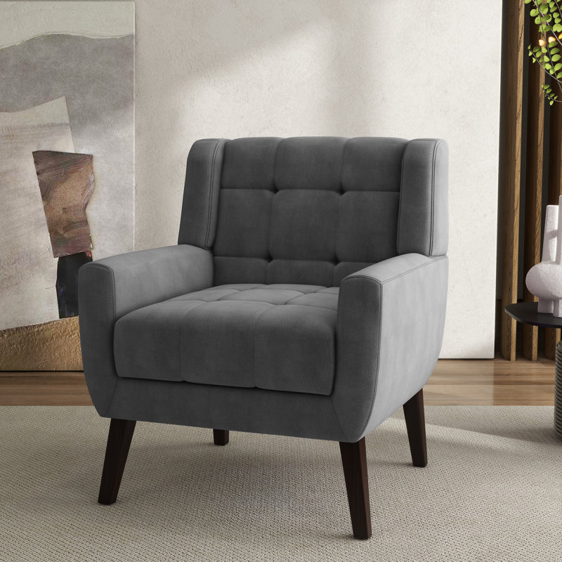 Fauteuil d'appoint Jaqueze, Velours gris Jaqueze