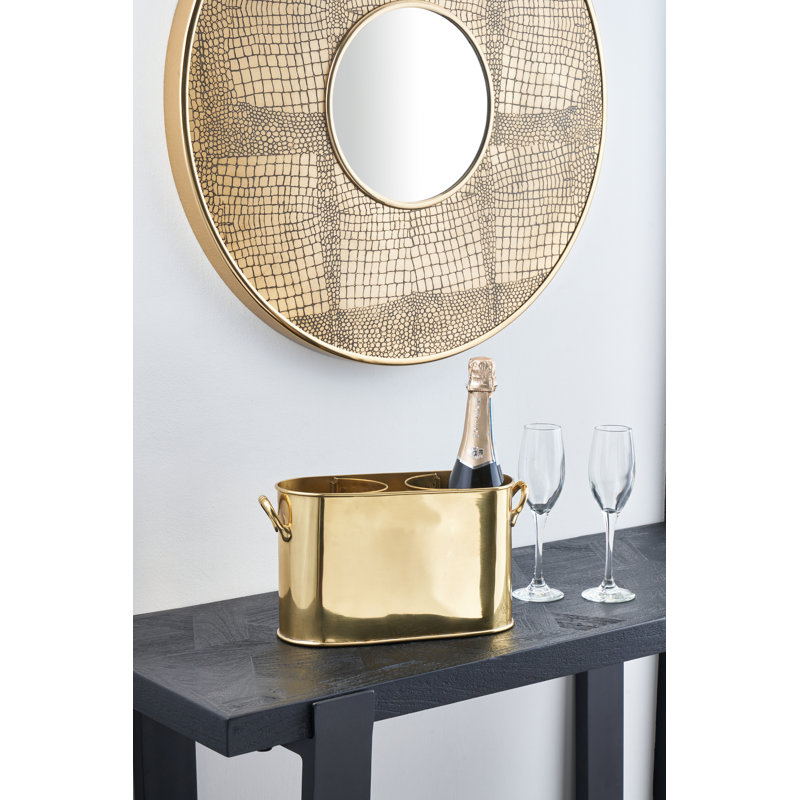Metal 2 Bottle Wine Holder Carrier, Gold