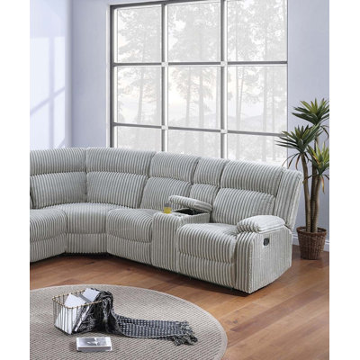 Canapé modulaire en U en fourrure de velours côtelé avec porte-gobelet et tiroir de rangement, ensemble de canapé inclinable 3 pièces