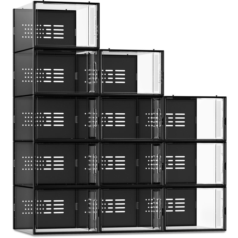 Boîte de rangement pour chaussures très grande taille 11, organisateur de chaussures empilable en plastique transparent pour placard, porte-bac à chaussures pliable pour chaussures