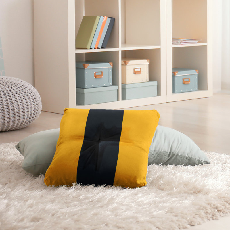  Coussin de sol touffeté, 26 po x 26 po, Doré / Noir