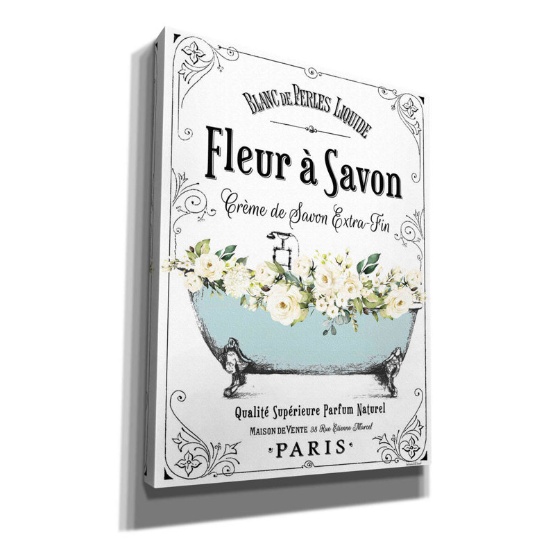 «French Bathroom Set I» par Lettered & Lined, estampe numérique sur toile, H 16 po x l 12 po x P 0,75 po