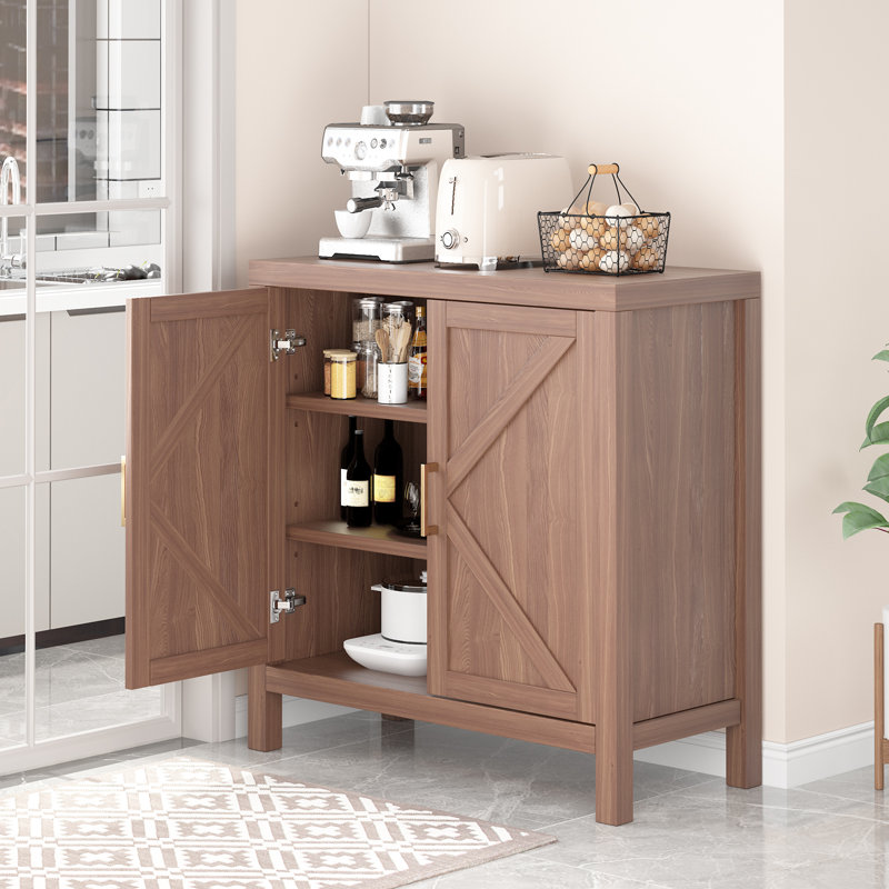 Armoire de rangement à 3 niveaux avec porte de grange à 3 niveaux (panneau de fibres à densité moyenne + autocollant 3D)