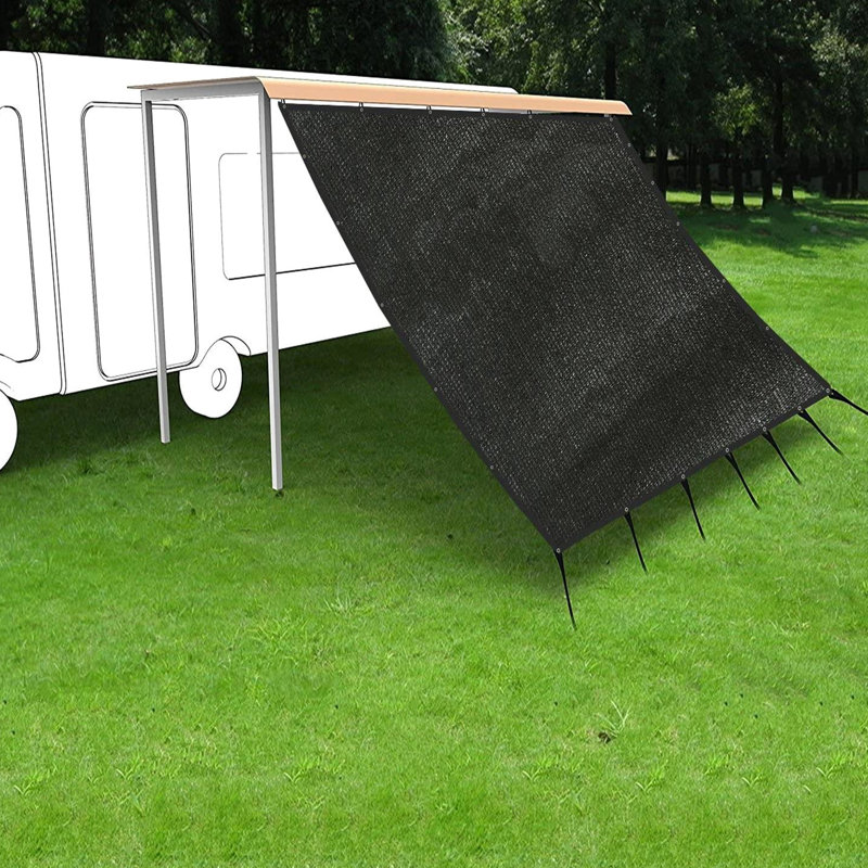 Abat-jour de protection solaire pour auvent 8 pi. Protection X en tissu noir, boules élastiques à 90% et crochets, pour les voyages en filet en plein air